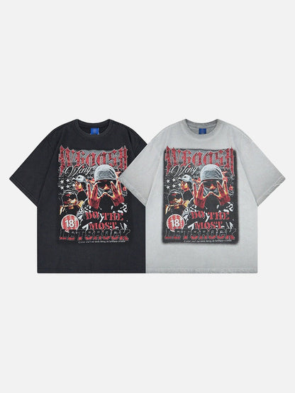DAXUEN Oversized graphic t-shirt with distressed design