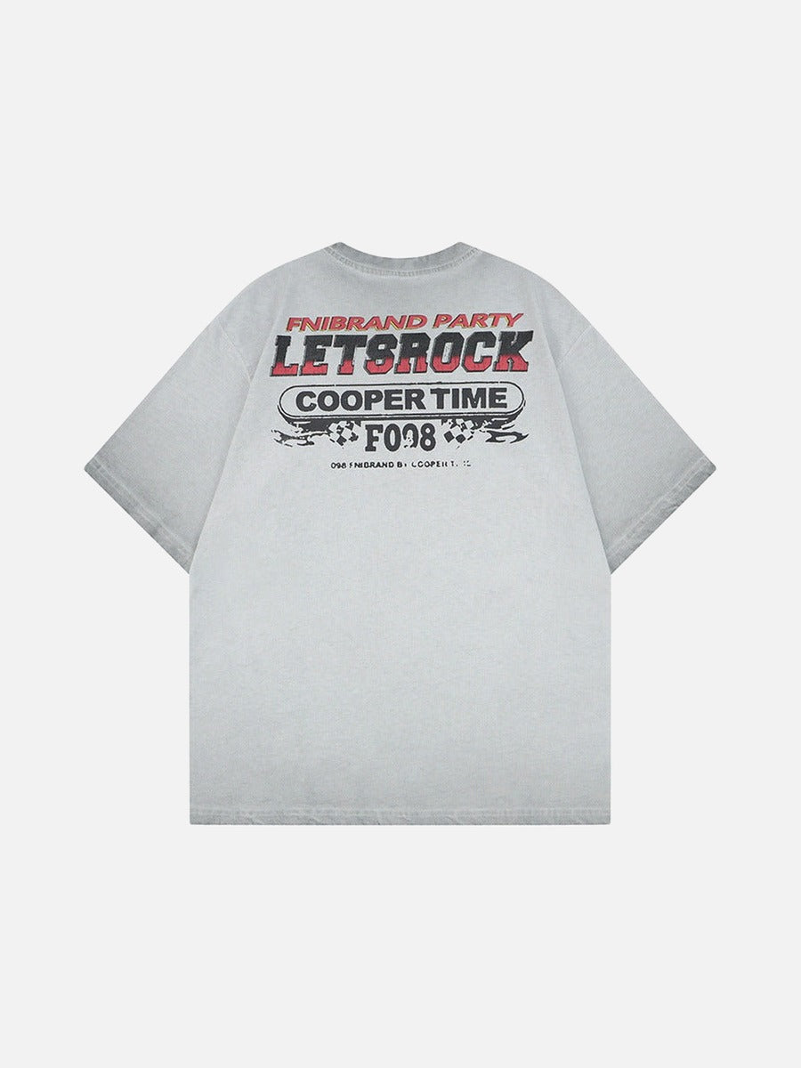 DAXUEN Oversized graphic t-shirt with distressed design