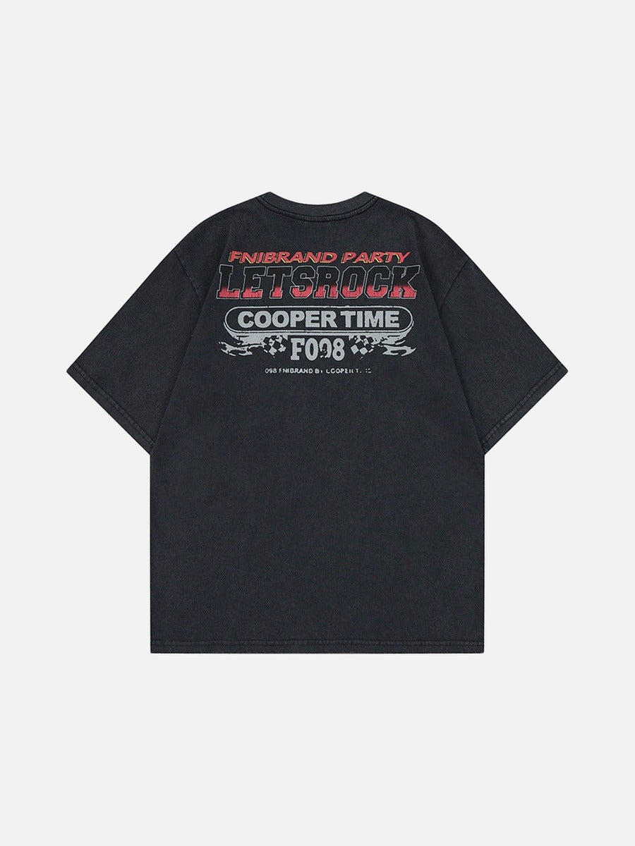 DAXUEN Oversized graphic t-shirt with distressed design