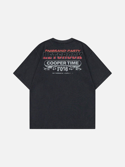 DAXUEN Oversized graphic t-shirt with distressed design