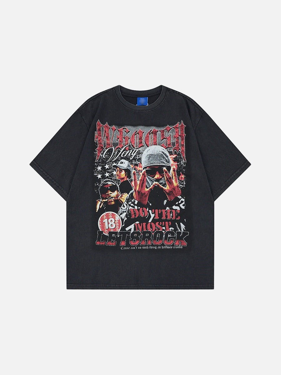 DAXUEN Oversized graphic t-shirt with distressed design