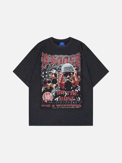 DAXUEN Oversized graphic t-shirt with distressed design