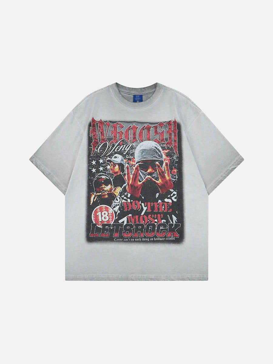 DAXUEN Oversized graphic t-shirt with distressed design