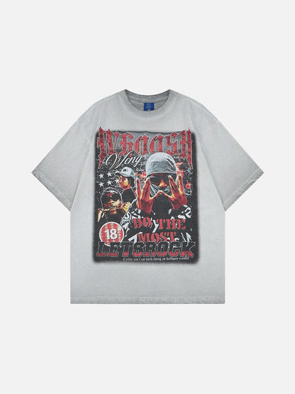 DAXUEN Oversized graphic t-shirt with distressed design