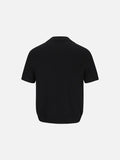 Layered Black Knit Polo Shirt