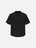 Crinkled Mock Neck Short Sleeve Top