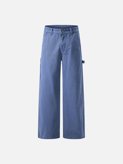 Utility Cargo Pocket Wide-Leg Denim Pants