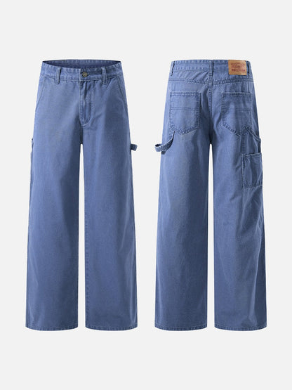 Utility Cargo Pocket Wide-Leg Denim Pants