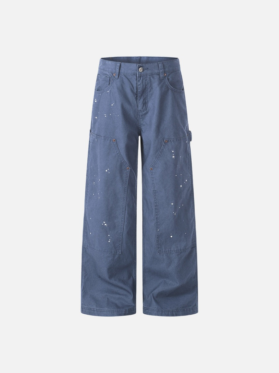 DAXUEN Wide leg utility pants with paint splatter effect