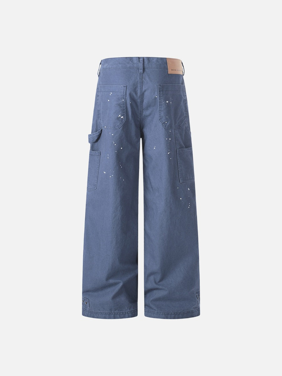 DAXUEN Wide leg utility pants with paint splatter effect