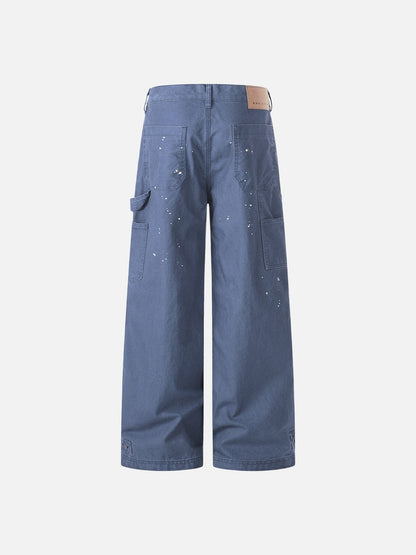 DAXUEN Wide leg utility pants with paint splatter effect