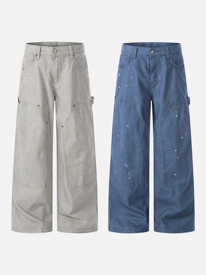 DAXUEN Wide leg utility pants with paint splatter effect