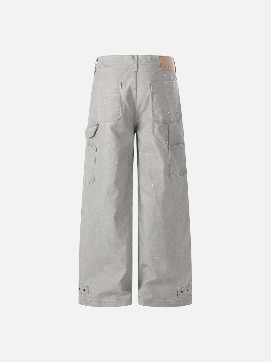 DAXUEN Wide leg utility pants with paint splatter effect