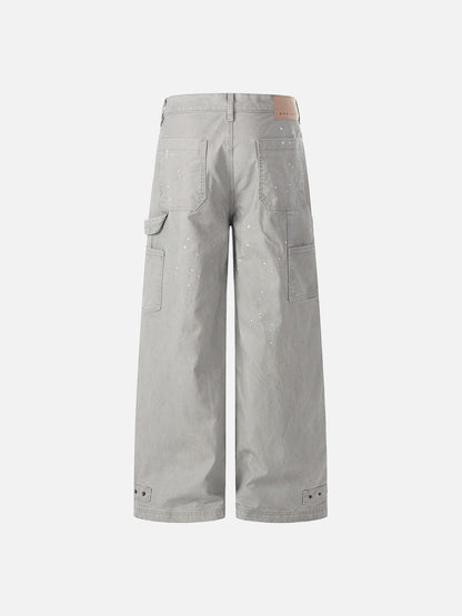 DAXUEN Wide leg utility pants with paint splatter effect