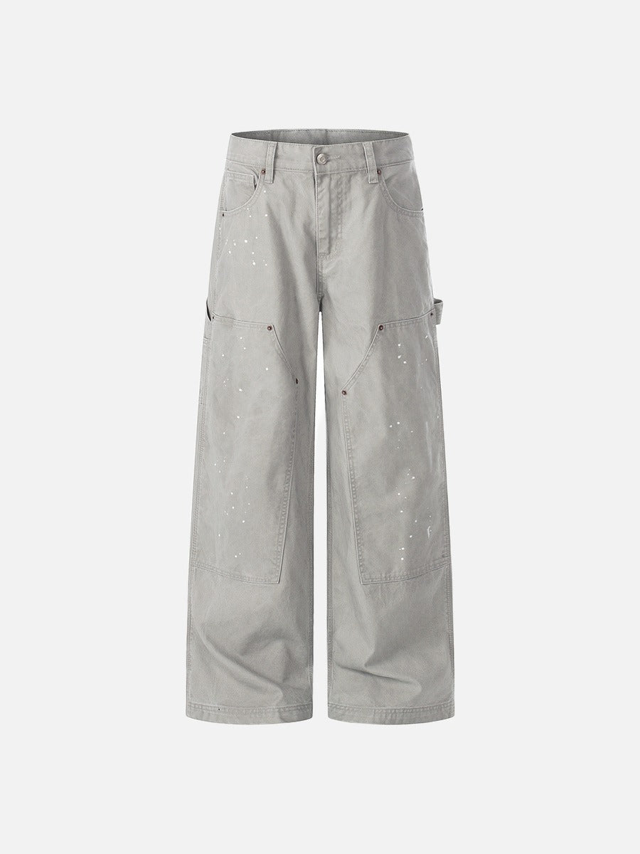 DAXUEN Wide leg utility pants with paint splatter effect