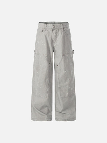 DAXUEN Wide leg utility pants with paint splatter effect