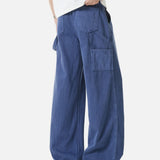 DAXUEN muted blue denim utility wide-leg pants