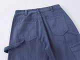 DAXUEN muted blue denim utility wide-leg pants