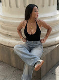 DAXUEN Ultra wide-leg loose-fitting pants with a high-waisted design — model photo