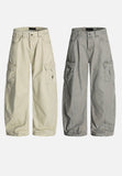 DAXUEN light beige wide-leg cargo pants with large pockets
