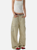 DAXUEN light beige wide-leg cargo pants with large pockets