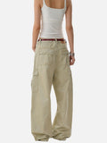 DAXUEN light beige wide-leg cargo pants with large pockets
