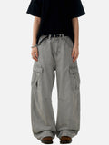 DAXUEN light beige wide-leg cargo pants with large pockets