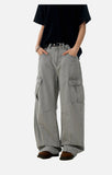 DAXUEN light beige wide-leg cargo pants with large pockets