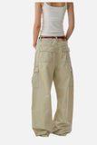 DAXUEN light beige wide-leg cargo pants with large pockets