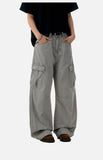 DAXUEN light beige wide-leg cargo pants with large pockets
