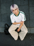 DAXUEN light beige wide-leg cargo pants with large pockets — model photo
