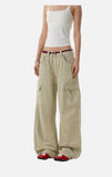 DAXUEN light beige wide-leg cargo pants with large pockets