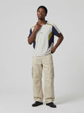 DAXUEN light beige wide-leg cargo pants with large pockets — model photo
