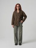 DAXUEN Utility wide-leg pants in khaki and olive green — model photo