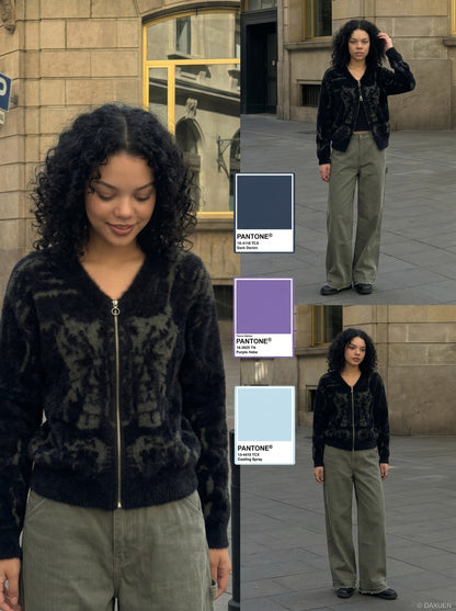 DAXUEN Utility wide-leg pants in khaki and olive green — model photo