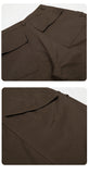 DAXUEN dark brown wide-leg V-cut hem capri pants