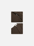 DAXUEN dark brown wide-leg V-cut hem capri pants