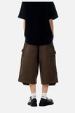 DAXUEN dark brown wide-leg V-cut hem capri pants
