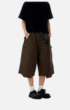 DAXUEN dark brown wide-leg V-cut hem capri pants