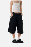 DAXUEN dark brown wide-leg V-cut hem capri pants