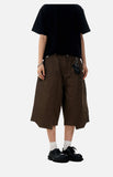 DAXUEN dark brown wide-leg V-cut hem capri pants