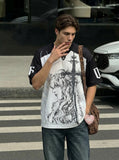 DAXUEN Oversized short-sleeved graphic T-shirt — model photo