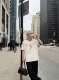DAXUEN Number 7 Pinstripe Matchday Jersey Tee