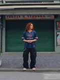 DAXUEN Loose-fitting short-sleeved jersey top — model photo