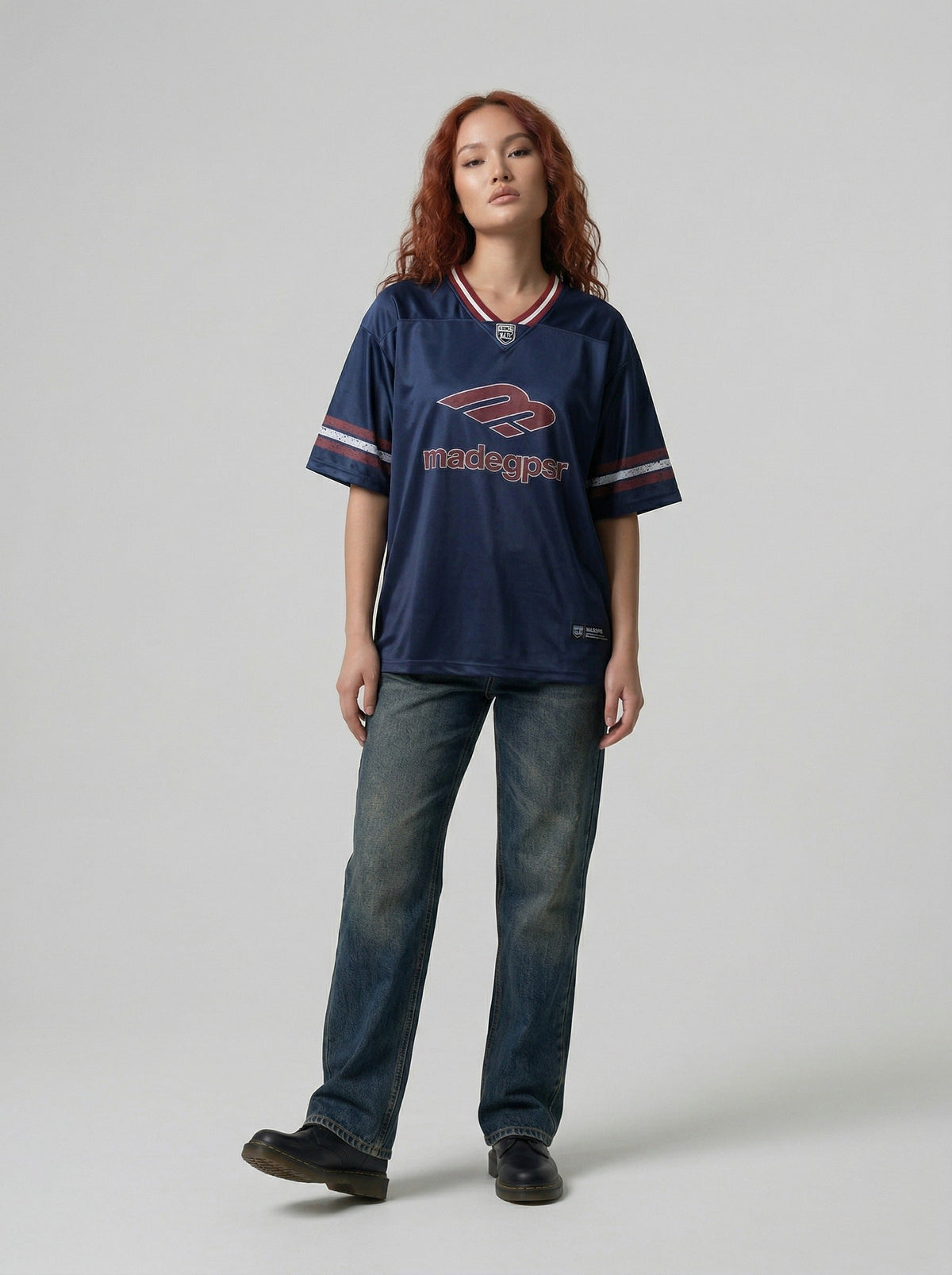 DAXUEN Loose-fitting short-sleeved jersey top — model photo