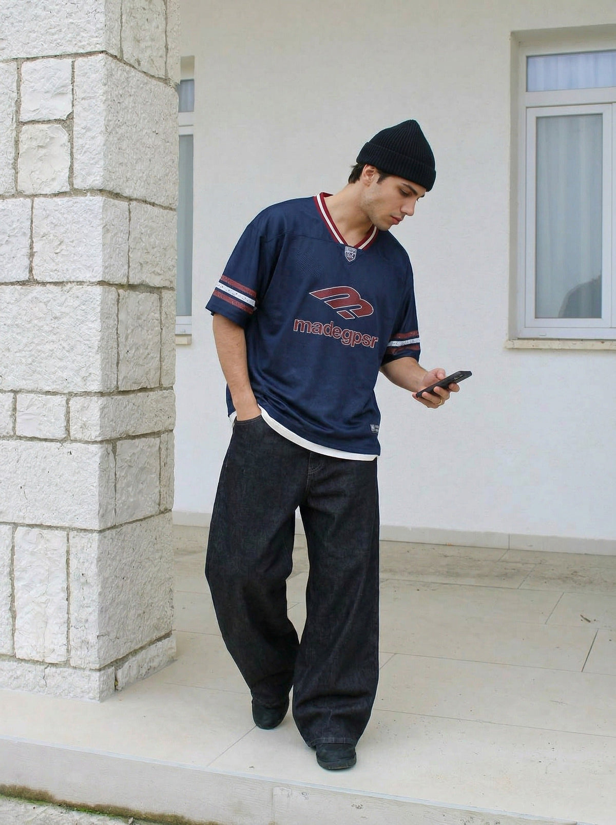 DAXUEN Loose-fitting short-sleeved jersey top — model photo