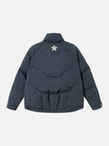 DAXUEN dark slate blue oversized puffer jacket with V-shaped perforated panels