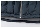 DAXUEN dark slate blue oversized puffer jacket with V-shaped perforated panels