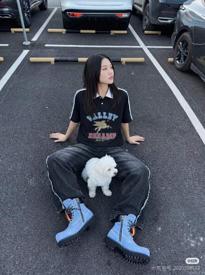DAXUEN Valley Dreams Contrast Polo Shirt | DAXUEN — model photo