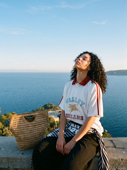 DAXUEN Valley Dreams Contrast Polo Shirt | DAXUEN — model photo